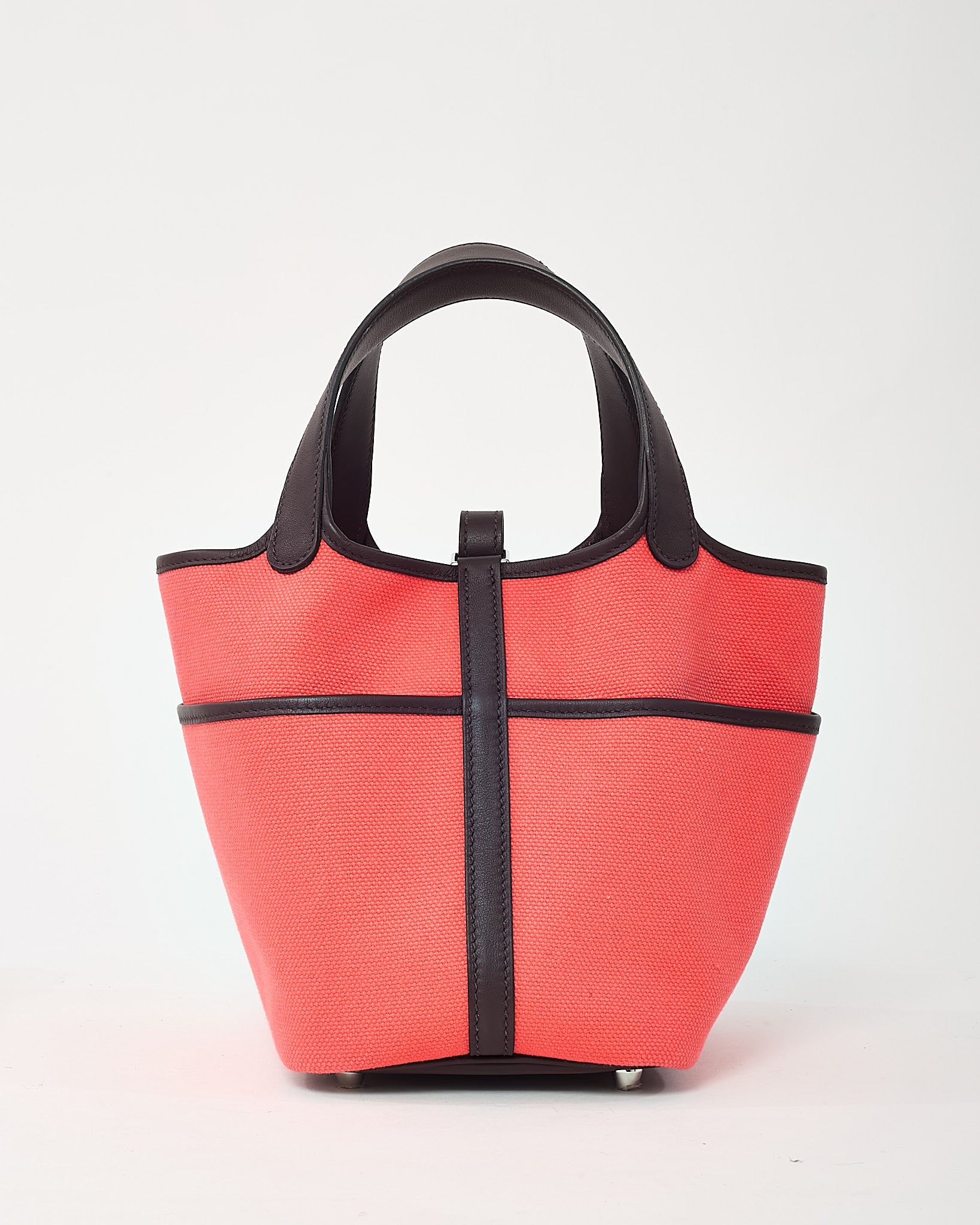 Hermès Pink Rose Texas Canvas and Rouge Sellier Leather Cargo Picotin Lock 18