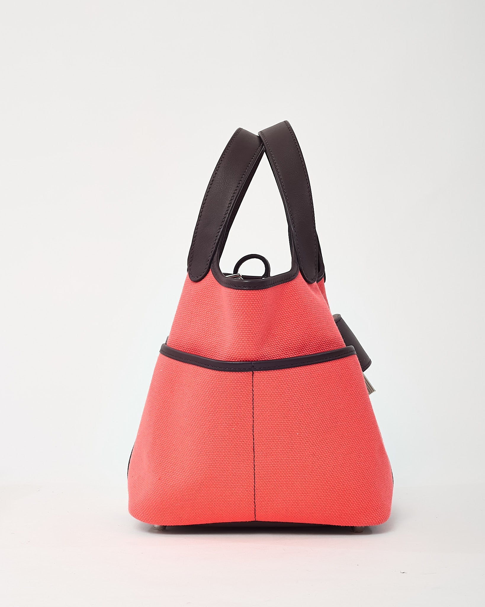 Hermès Pink Rose Texas Canvas and Rouge Sellier Leather Cargo Picotin Lock 18
