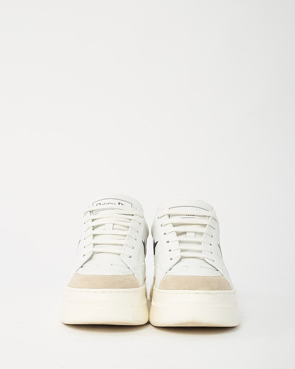 Dior White Calfskin Leather and Beige Suede Dior Star Sneakers - 38