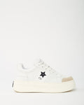 Dior White Calfskin Leather and Beige Suede Dior Star Sneakers - 38