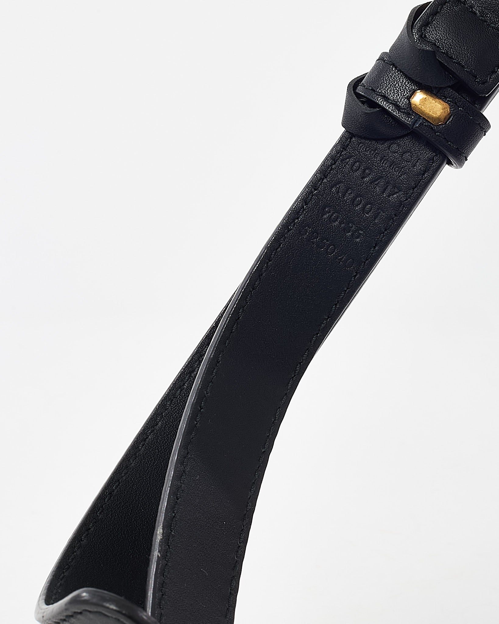 Gucci Black Leather GHW Thin GG Marmont Belt - 85/34