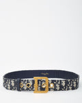 Dior Navy and White Monogram Oblique Jacquard Canvas Gold D DiorQuake Belt - 85