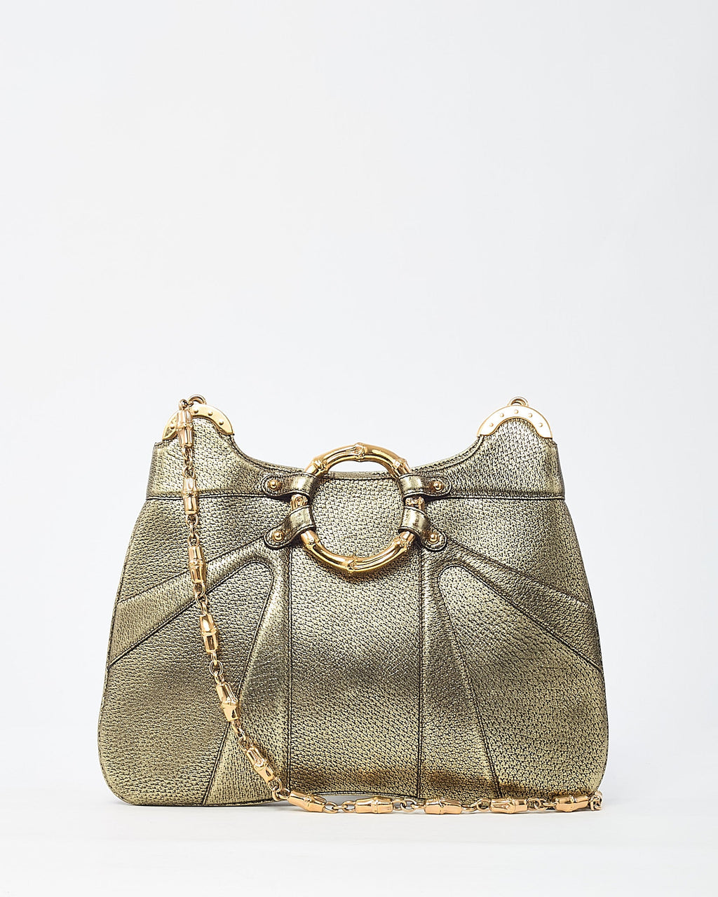 Gucci by Tom Ford Limited Edition Gold Leather Bamboo Chain Shoulder Bag