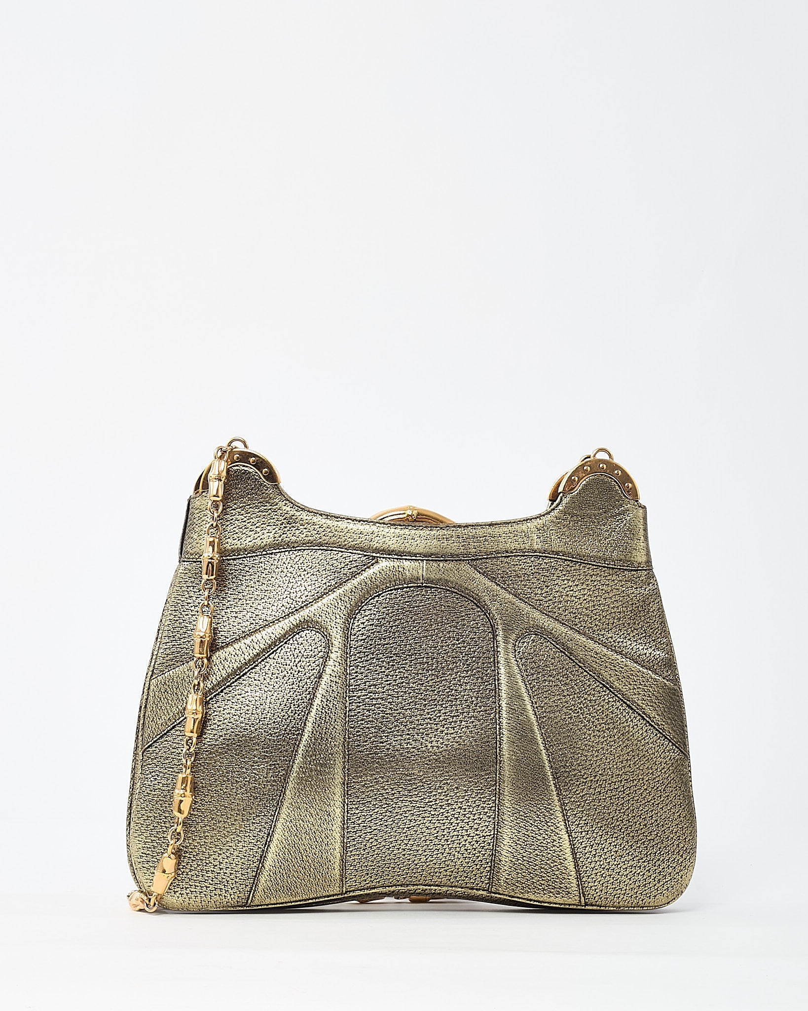 Gucci by Tom Ford Limited Edition Gold Leather Bamboo Chain Shoulder Bag