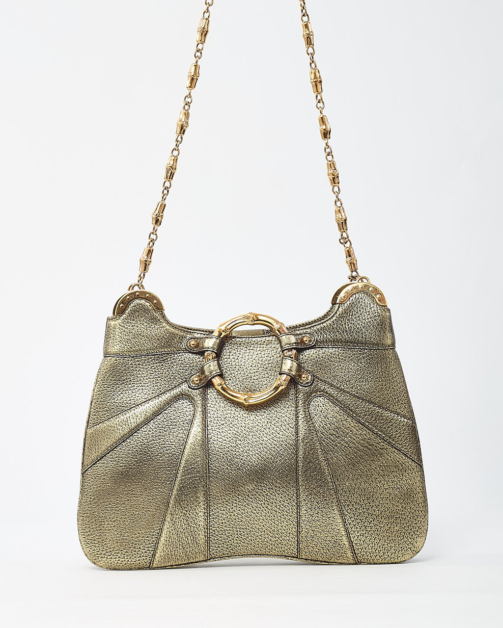Gucci by Tom Ford Limited Edition Gold Leather Bamboo Chain Shoulder Bag