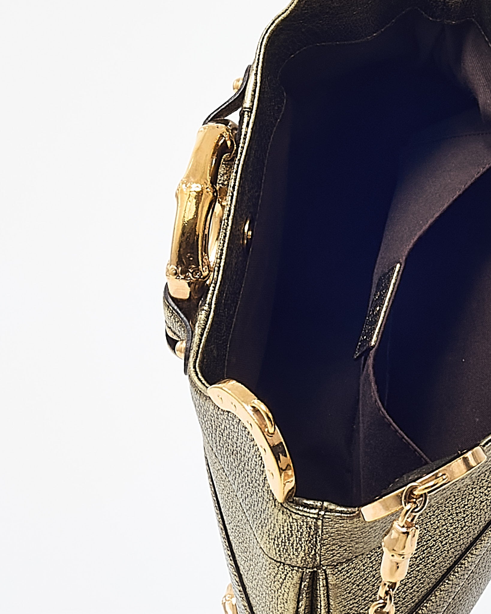 Gucci by Tom Ford Limited Edition Gold Leather Bamboo Chain Shoulder Bag
