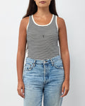Saint Laurent Black and White Stripe YSL Logo Cassandre Tank Top - S
