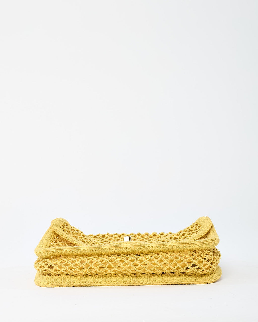 Chanel Coco Beach Yellow Mesh Macrame Small Flap Bag GHW