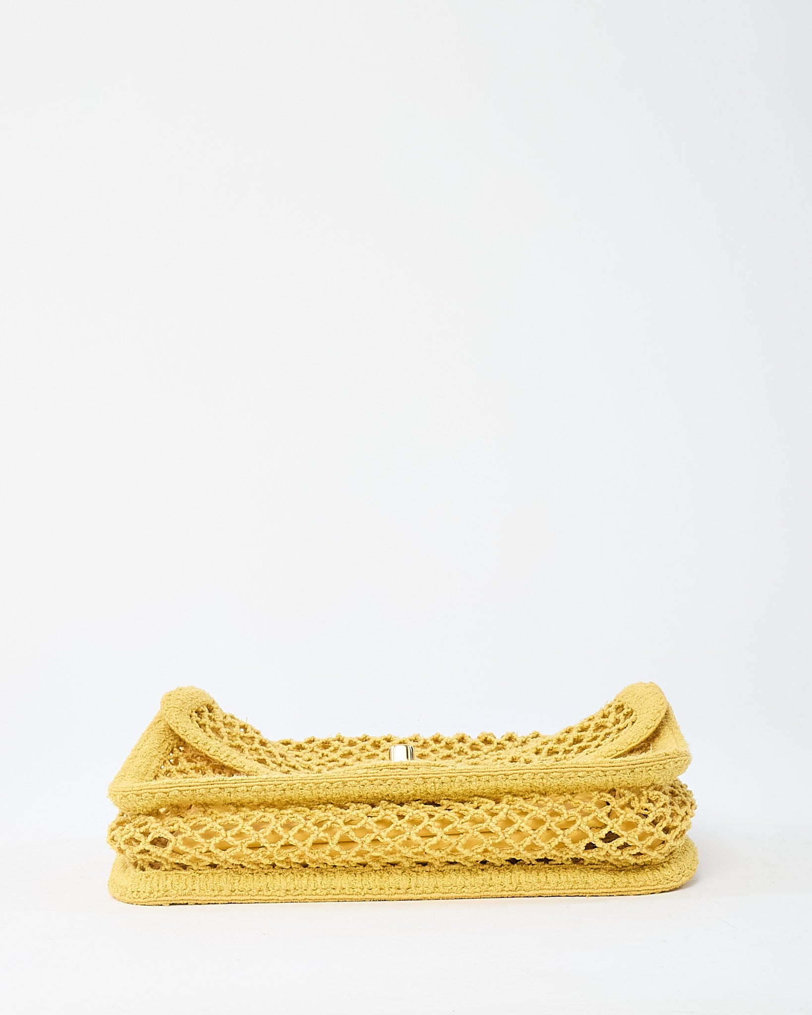 Chanel Coco Beach Yellow Mesh Macrame Small Flap Bag GHW