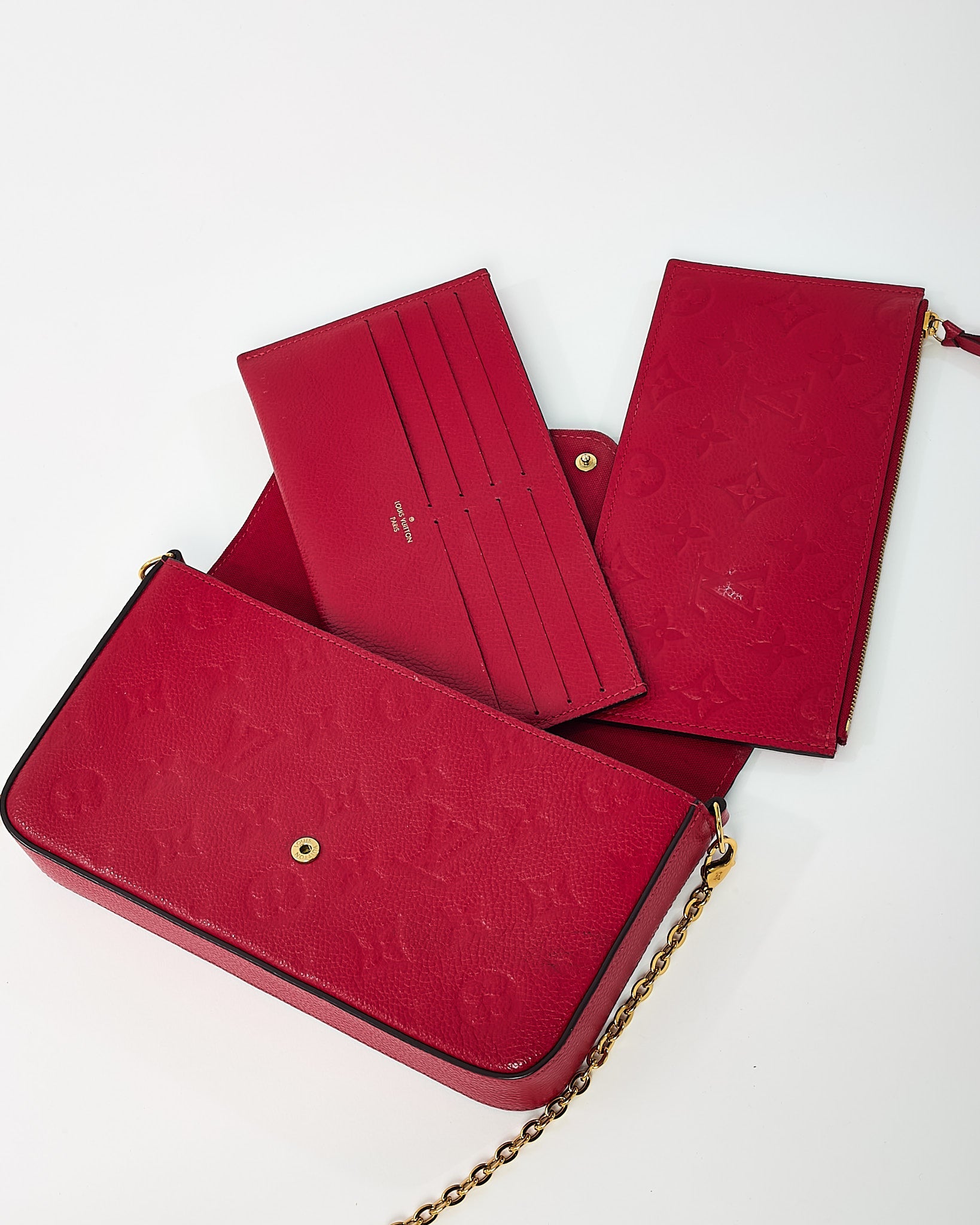 Louis Vuitton Red Monogram Empreinte Leather Felicie Pochette Crossbody Bag