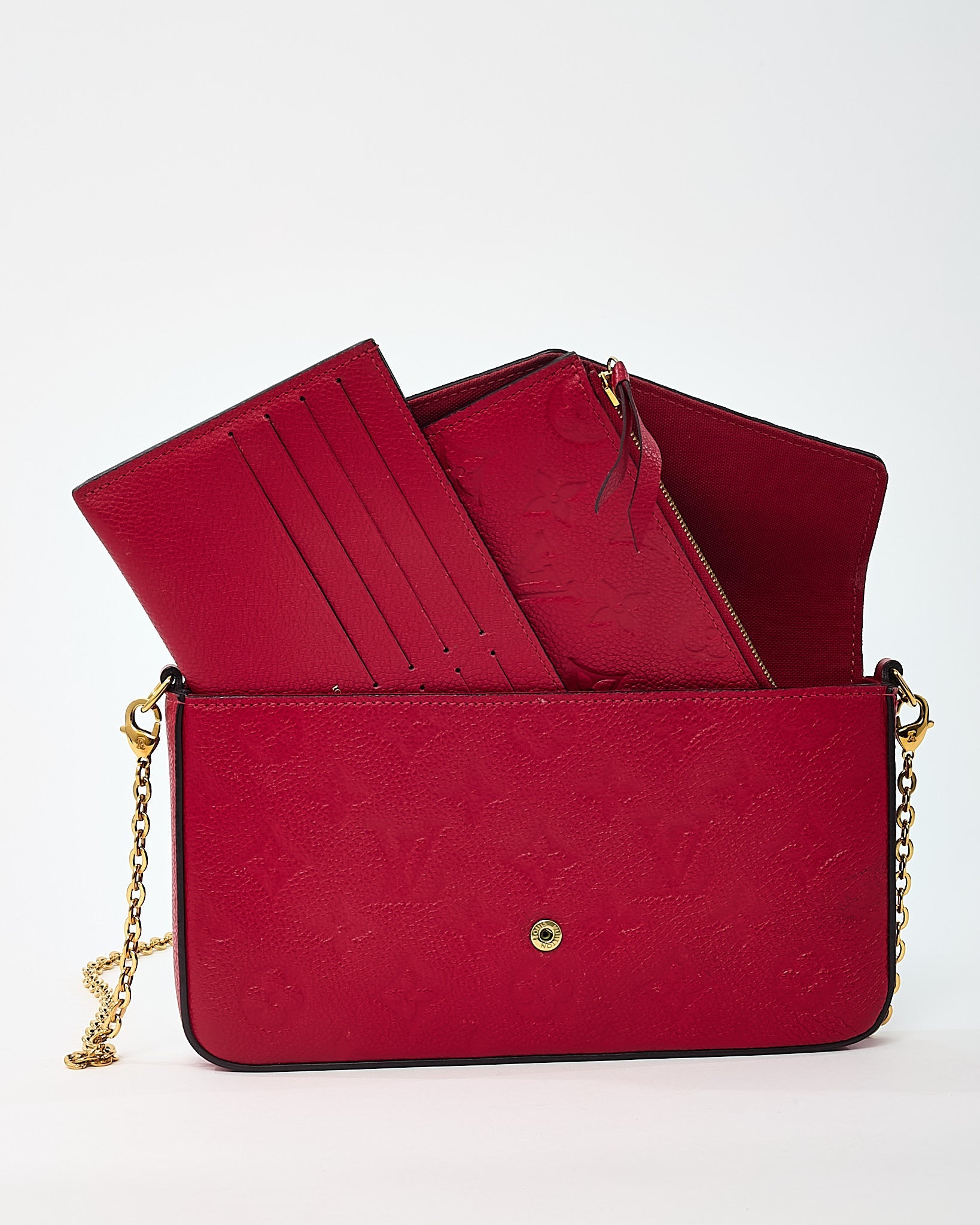 Louis Vuitton Red Monogram Empreinte Leather Felicie Pochette Crossbody Bag