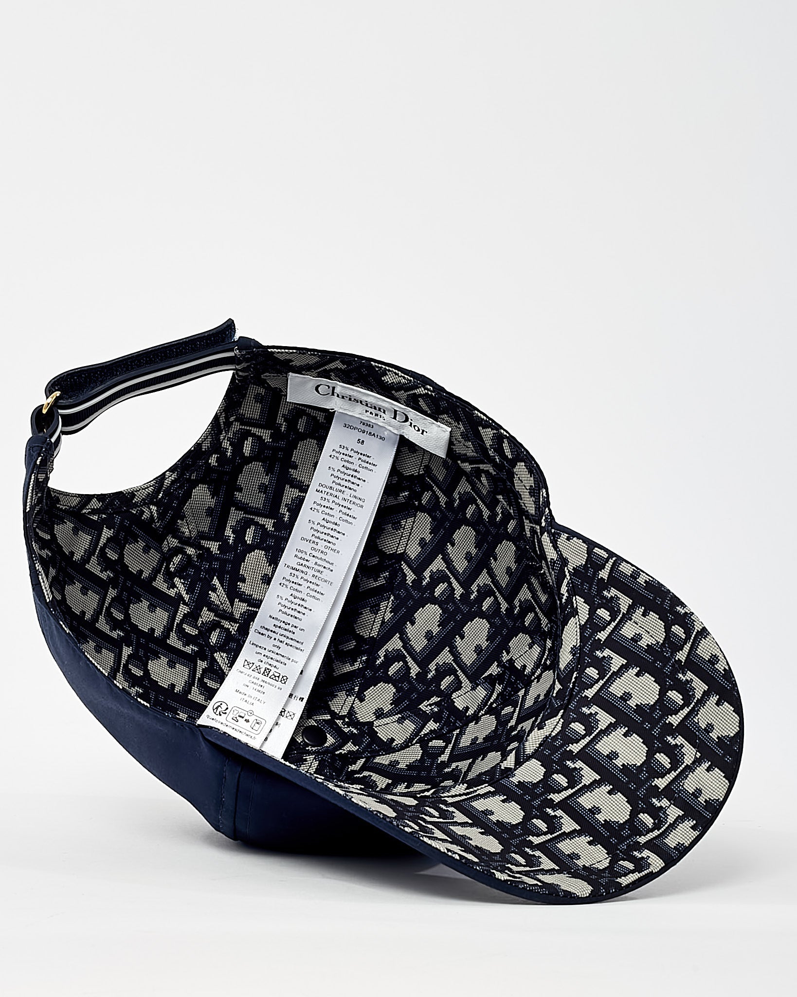 Dior Navy Blue Cotton/Poly Bee Embroidered Baseball Cap - 58