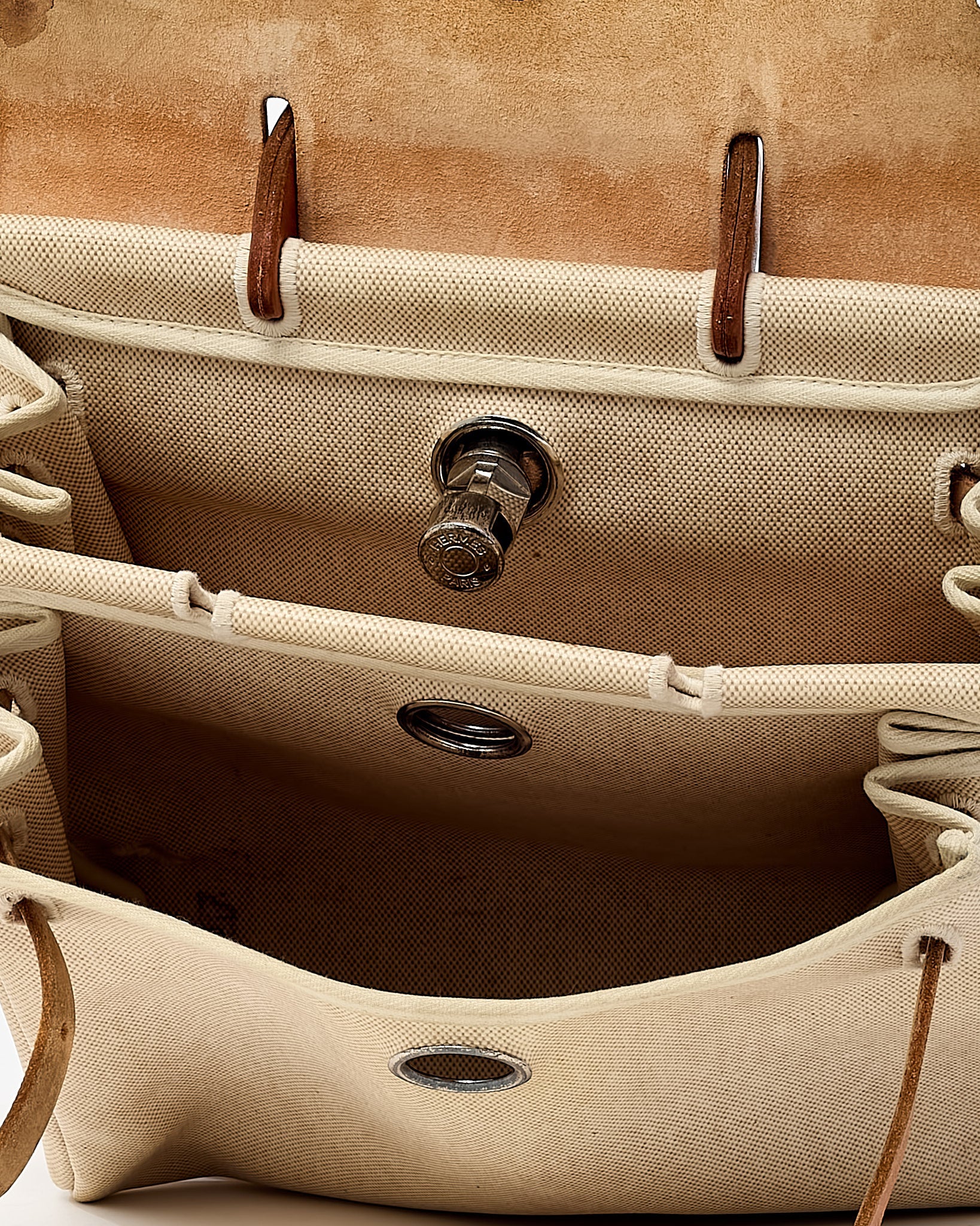 Hermès Beige Natural Toile Vache Calfskin Herbag 30 PM Backpack