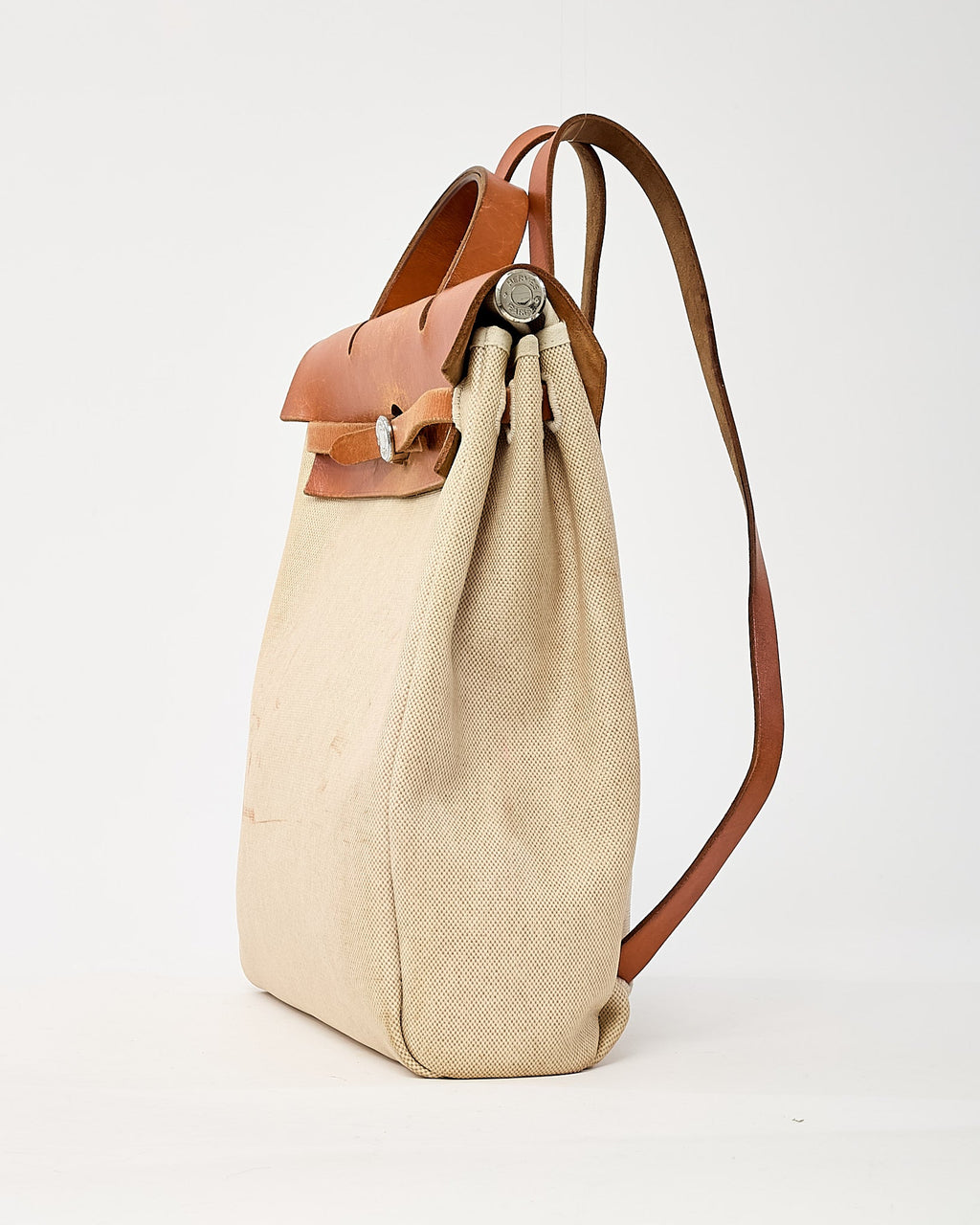 Hermès Beige Natural Toile Vache Calfskin Herbag 30 PM Backpack