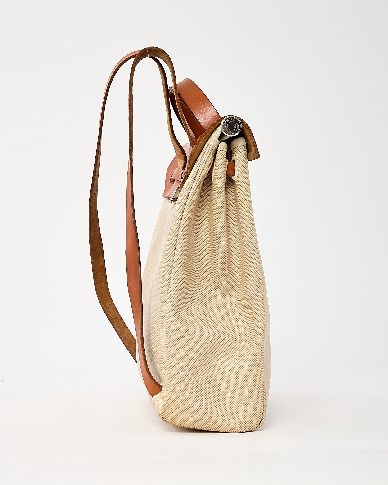Hermès Beige Natural Toile Vache Calfskin Herbag 30 PM Backpack