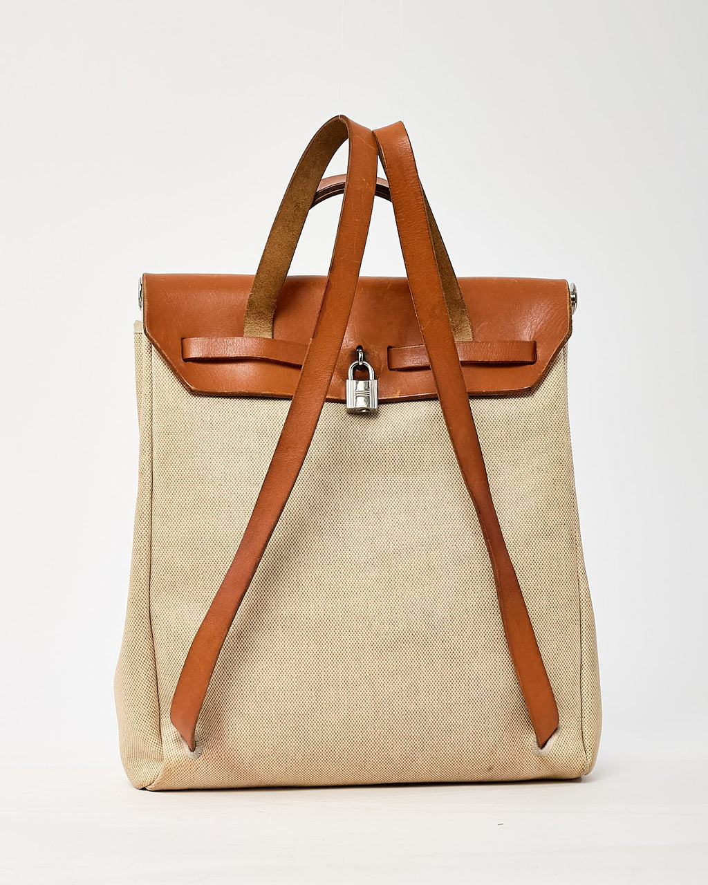 Hermès Beige Natural Toile Vache Calfskin Herbag 30 PM Backpack