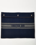 Dior Blue Denim Christian Dior Embroidered Logo Pouch