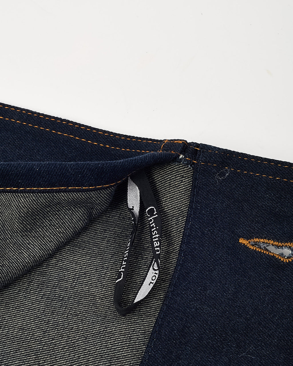 Dior Blue Denim Christian Dior Embroidered Logo Pouch