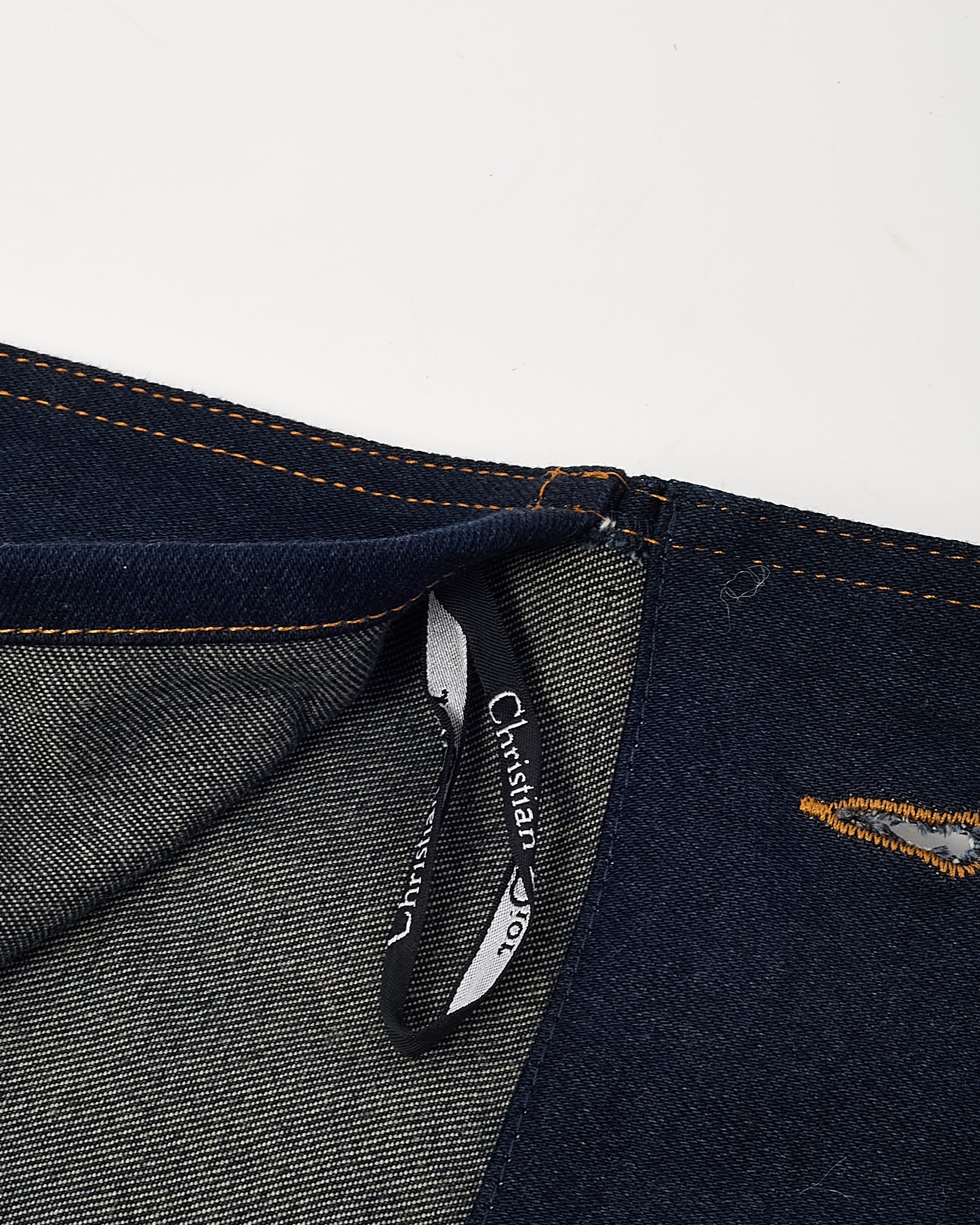 Dior Blue Denim Christian Dior Embroidered Logo Pouch