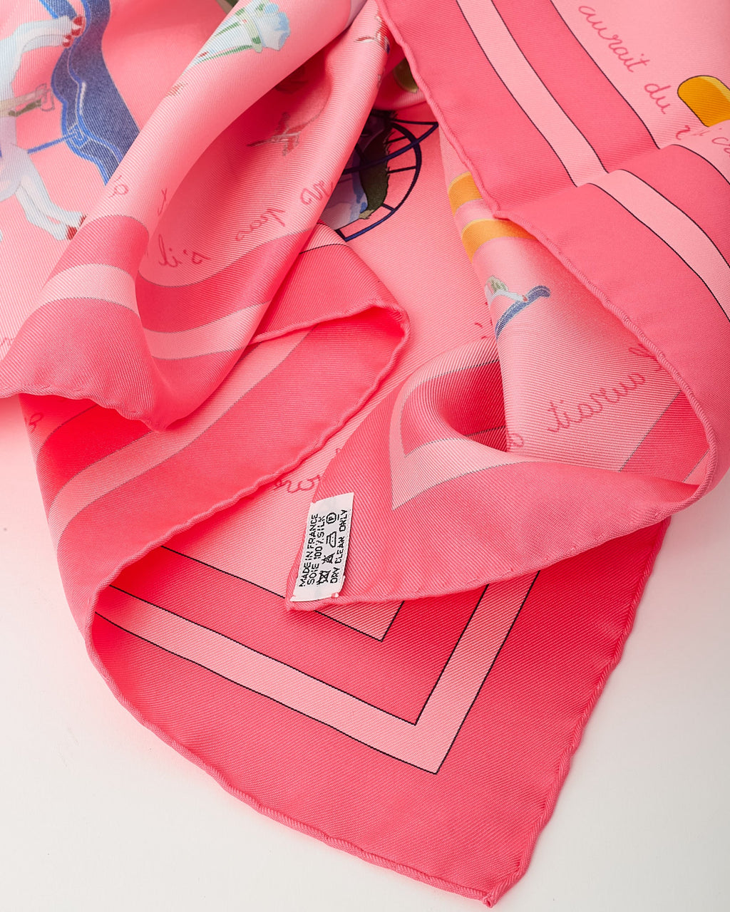 Hermès Pink/Blue/Green Multi "Raconte-moi le Cheval" Silk Printed 90cm Scarf
