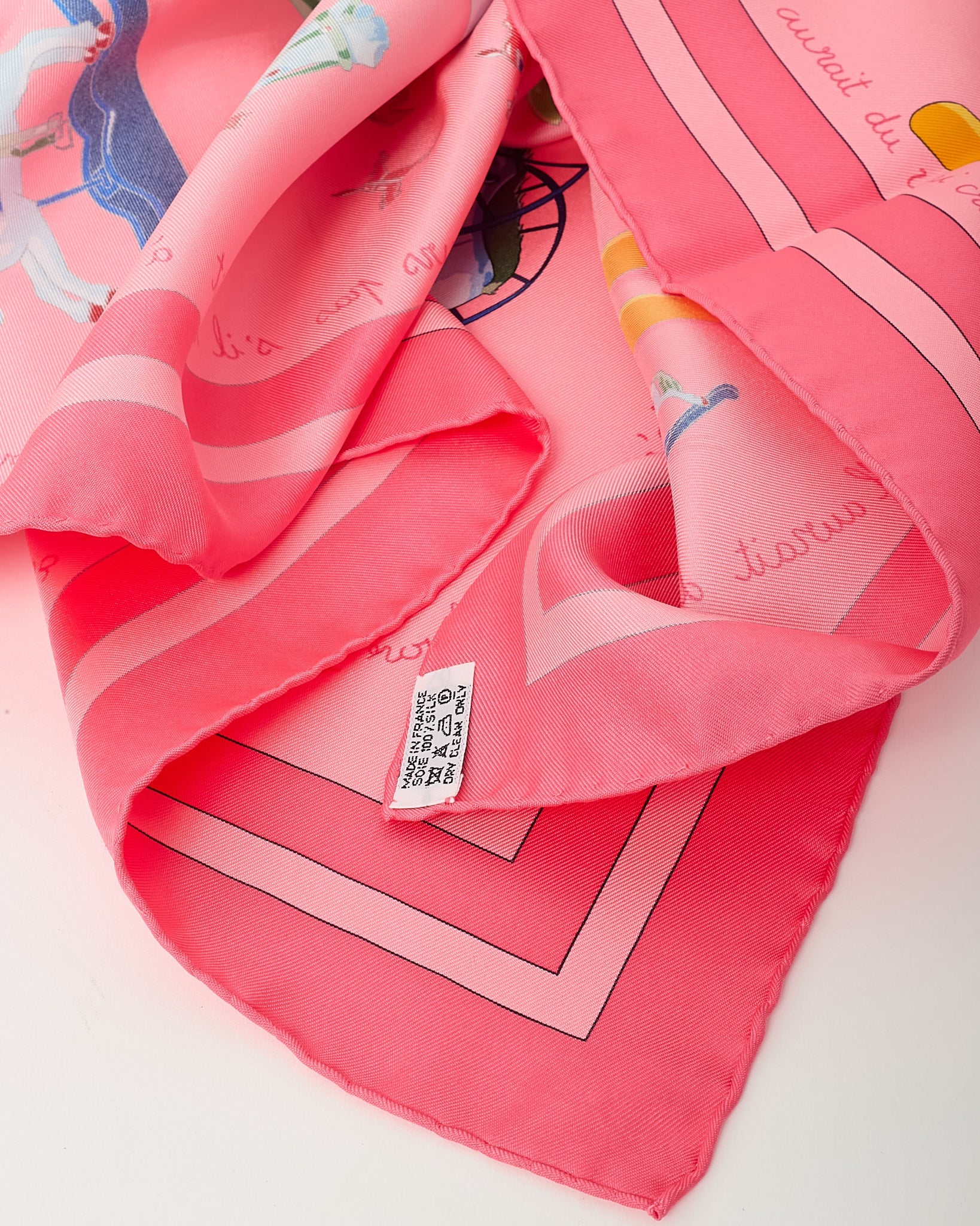 Hermès Pink/Blue/Green Multi "Raconte-moi le Cheval" Silk Printed 90cm Scarf