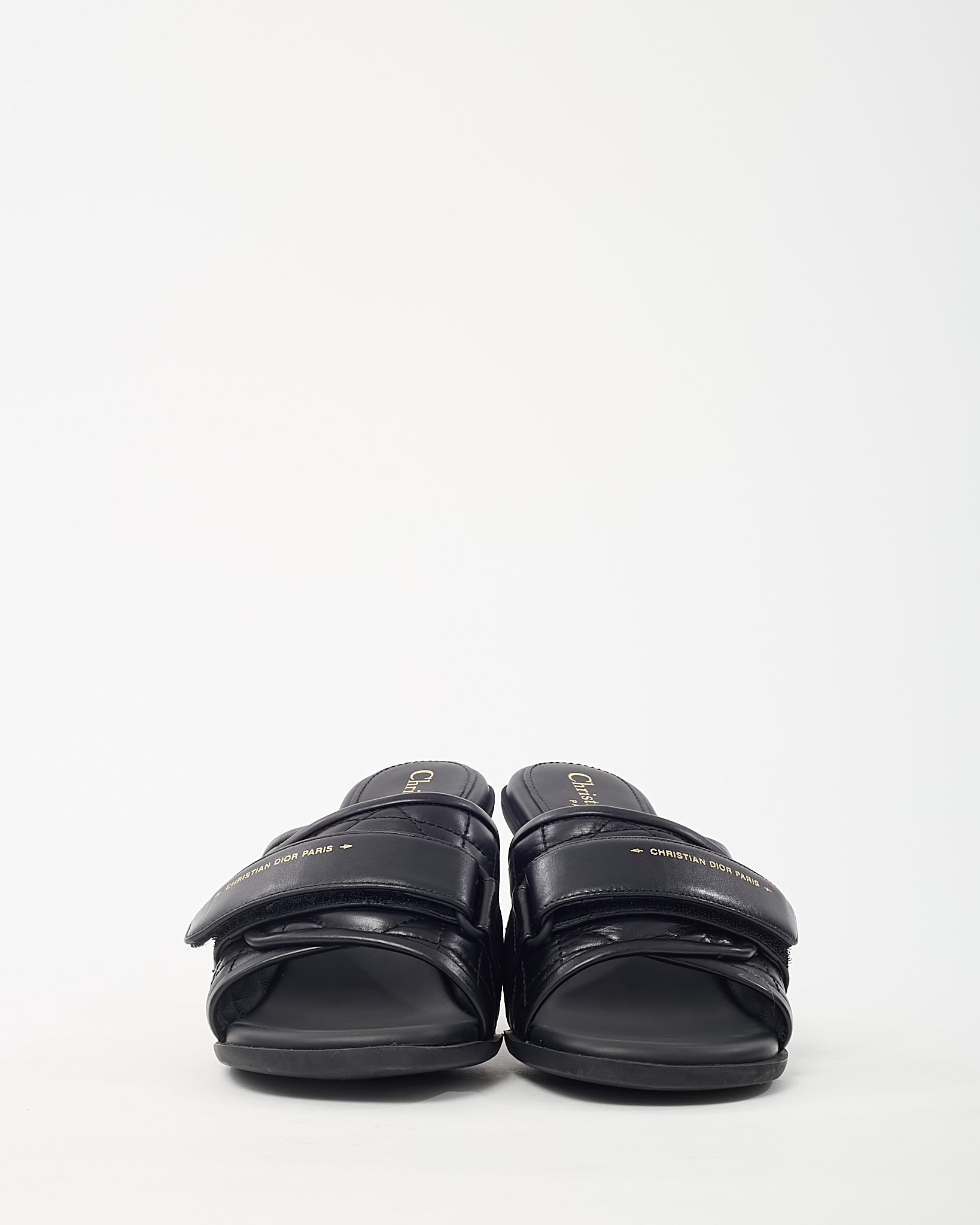 Dior Black Cannage Leather Logo DiorEvolution Heeled Mule Sandals - 38.5
