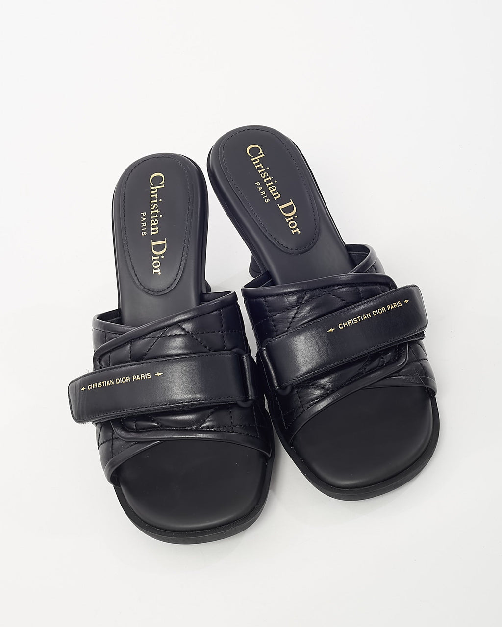 Dior Black Cannage Leather Logo DiorEvolution Heeled Mule Sandals - 38.5