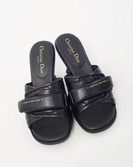 Dior Black Cannage Leather Logo DiorEvolution Heeled Mule Sandals - 38.5