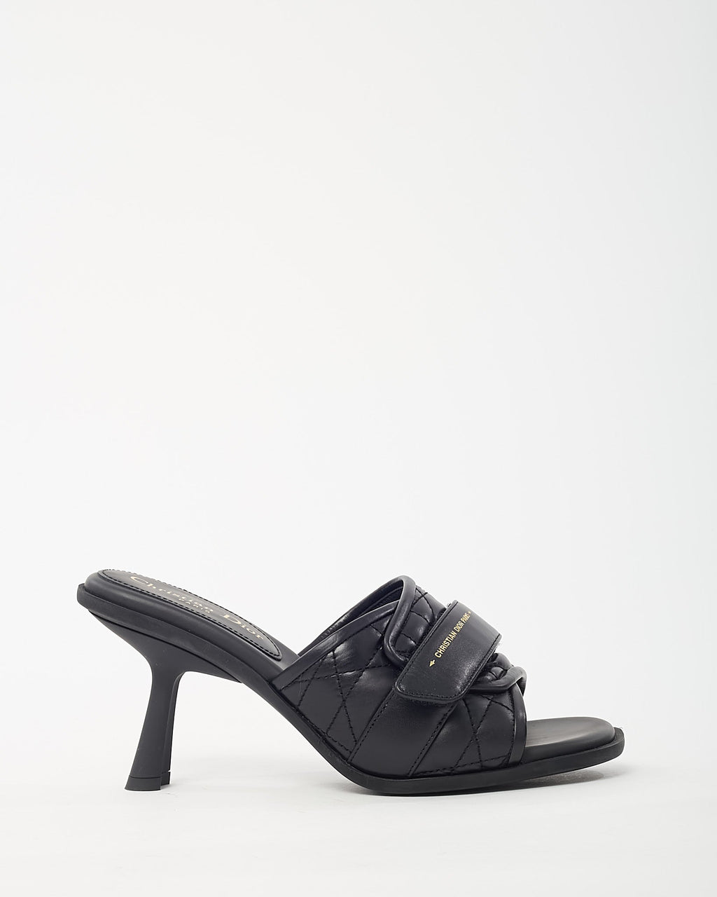 Dior Black Cannage Leather Logo DiorEvolution Heeled Mule Sandals - 38.5