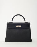 Hermès Black Togo Leather Kelly Retourne 32 Handbag PHW