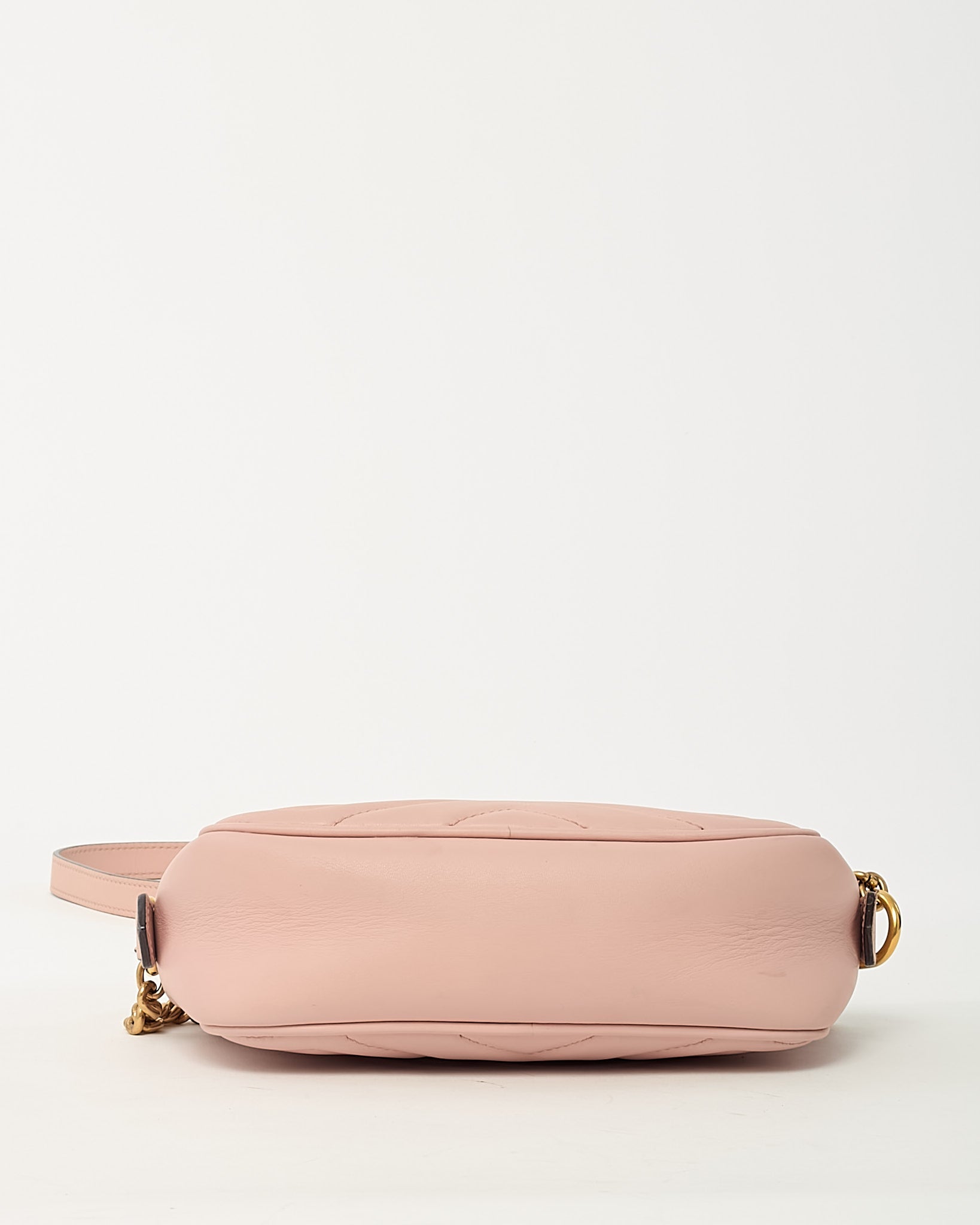 Gucci Pink Chevron Leather Mini Marmont Camera Bag GHW
