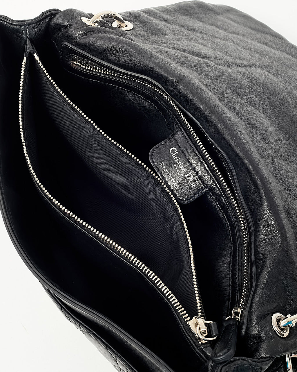 Dior Black Cannage Leather Medium Rendezvous Chain Shoulder Bag