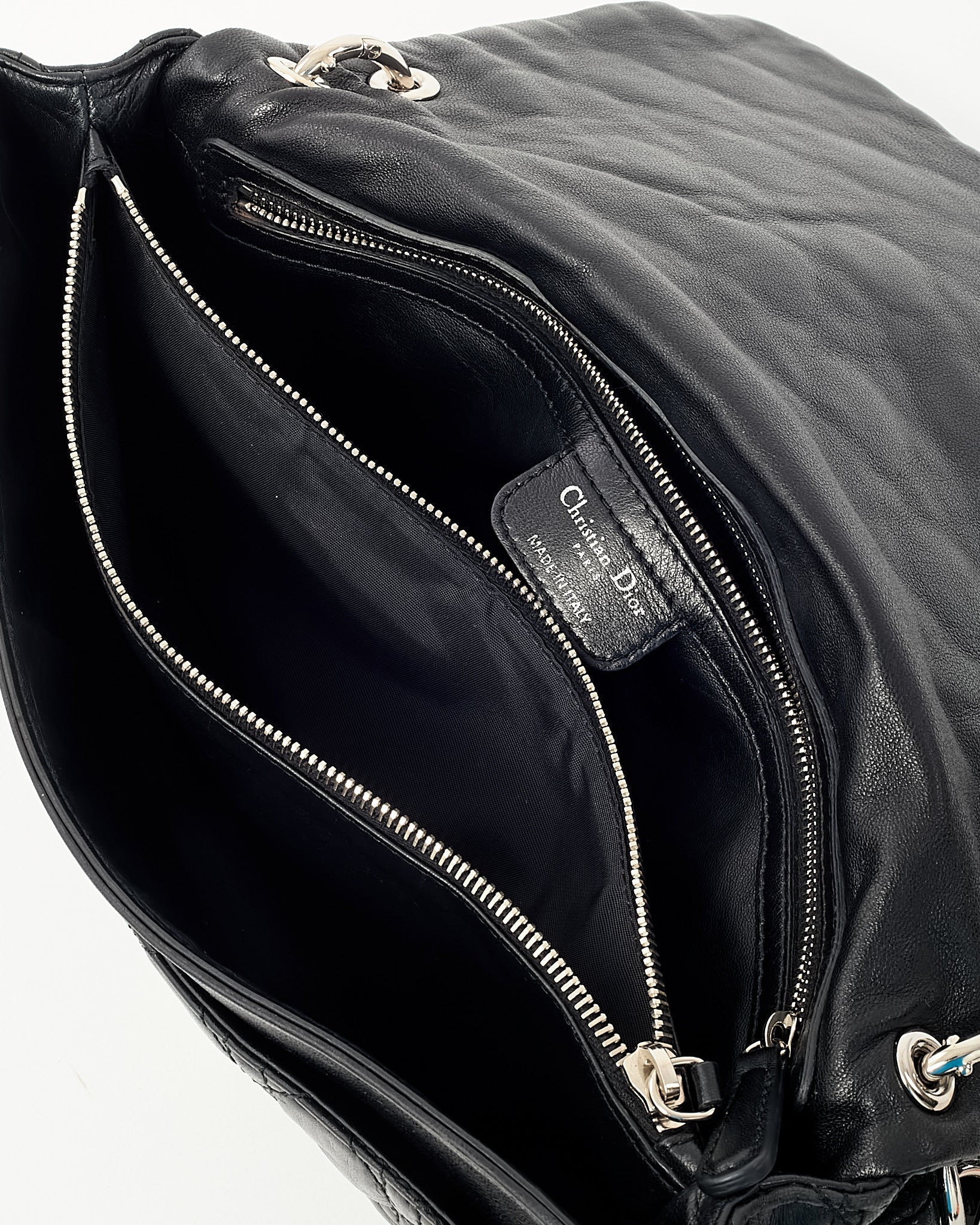 Dior Black Cannage Leather Medium Rendezvous Chain Shoulder Bag