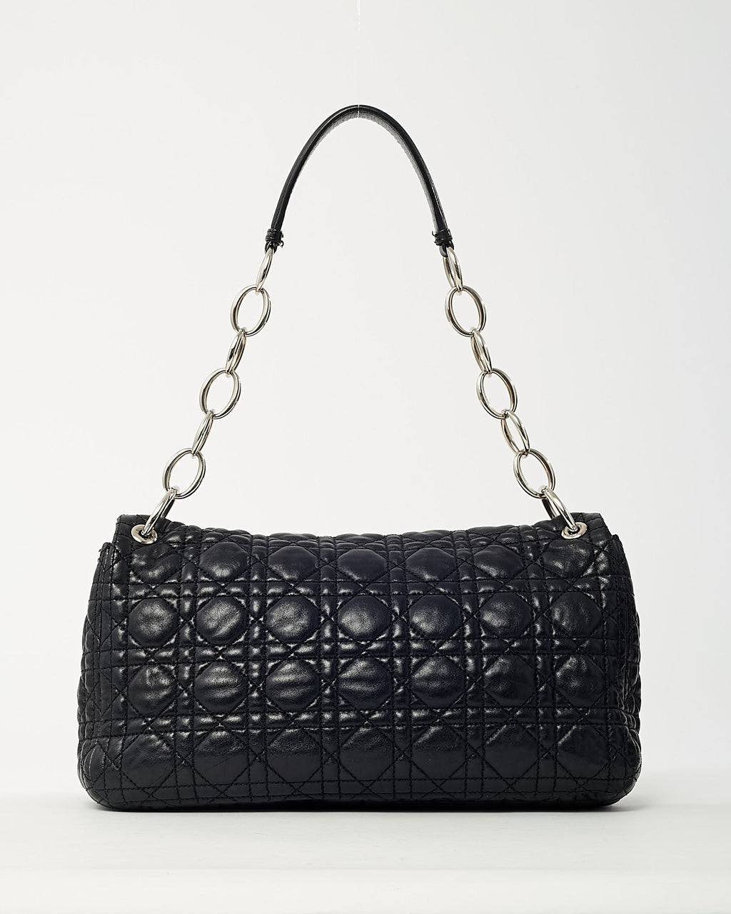 Dior Black Cannage Leather Medium Rendezvous Chain Shoulder Bag