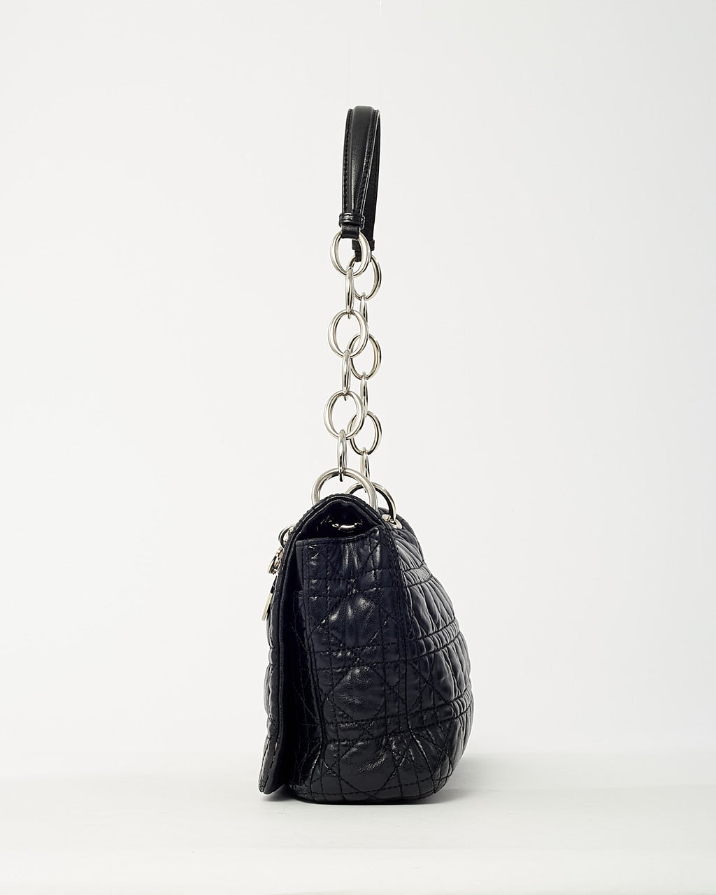 Dior Black Cannage Leather Medium Rendezvous Chain Shoulder Bag