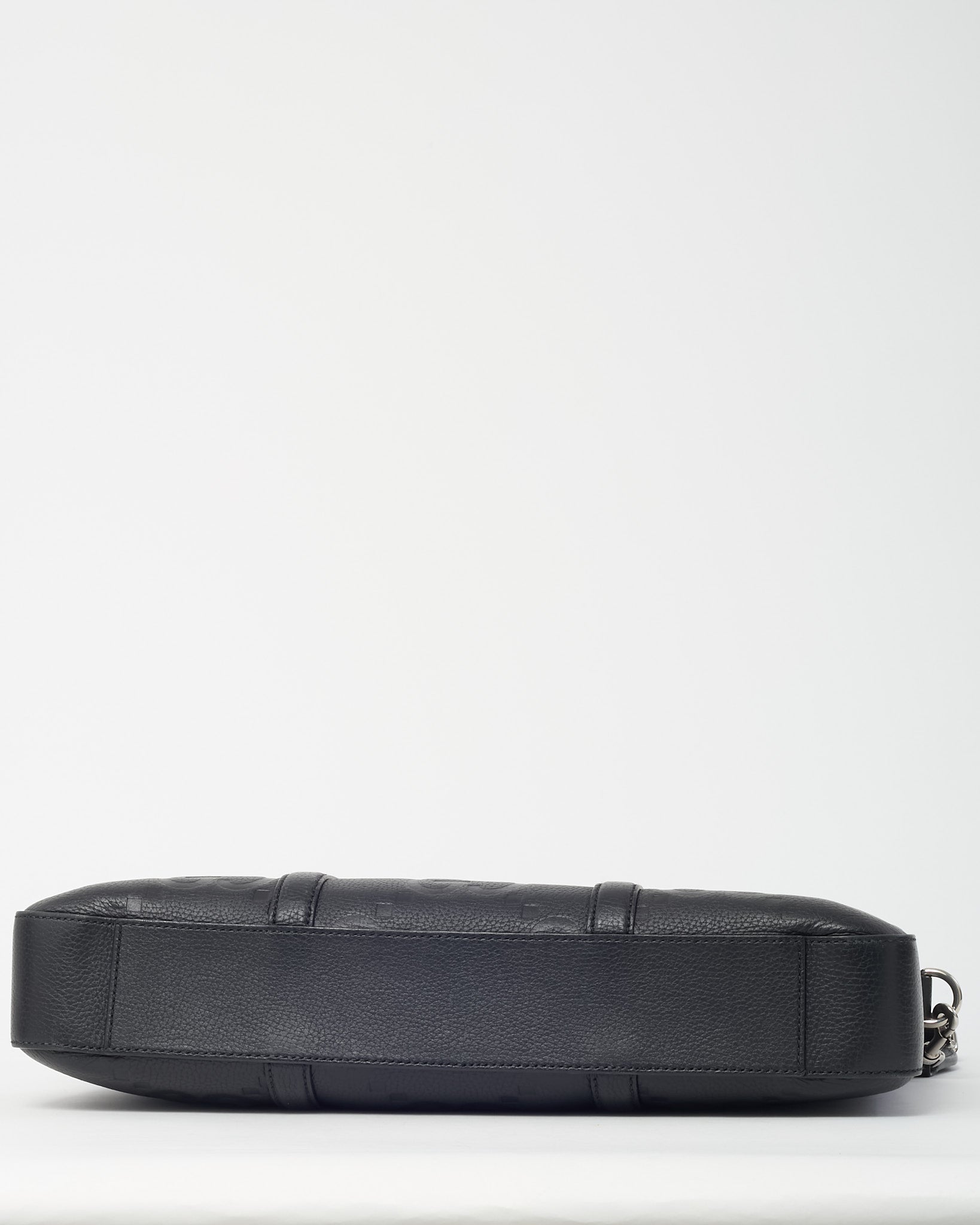 Gucci Black Jumbo GG Monogram Embossed Leather Briefcase with Strap