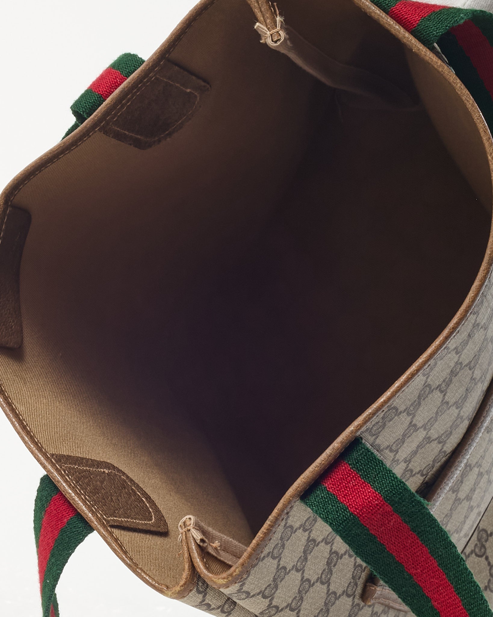 Gucci Vintage Beige and Brown GG Monogram Plus Coated Canvas Sherry Line Shopping Tote