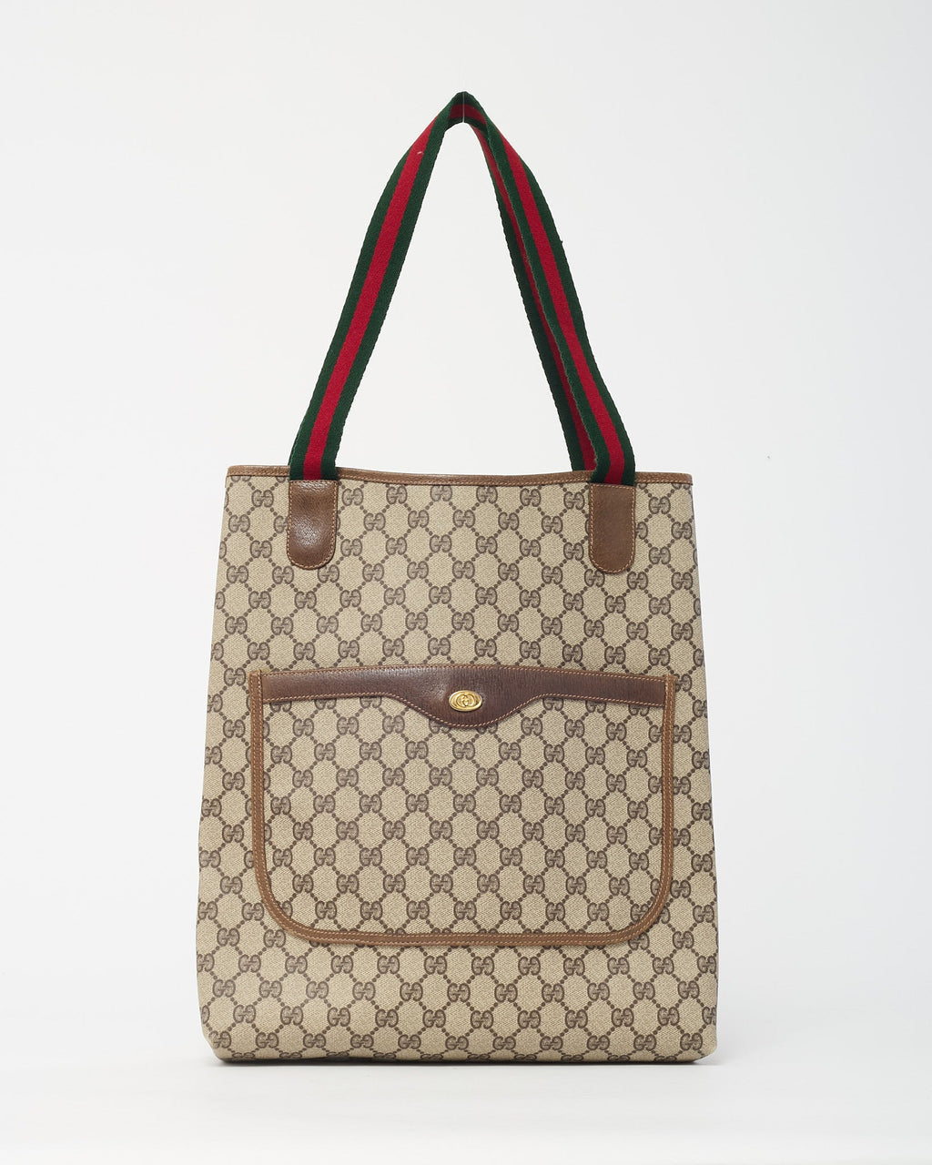 Gucci Vintage Beige and Brown GG Monogram Plus Coated Canvas Sherry Line Shopping Tote