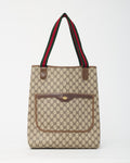 Gucci Vintage Beige and Brown GG Monogram Plus Coated Canvas Sherry Line Shopping Tote