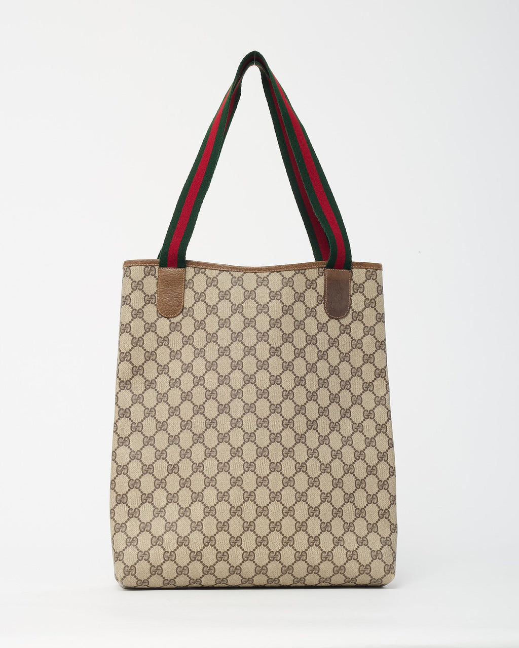 Gucci Vintage Beige and Brown GG Monogram Plus Coated Canvas Sherry Line Shopping Tote