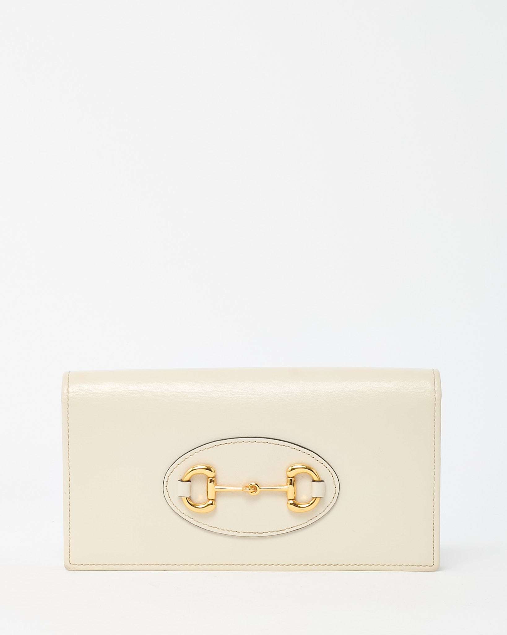 Gucci White Boarded Plutone Calfskin Leather Horsebit 1955 WOC Crossbody Bag