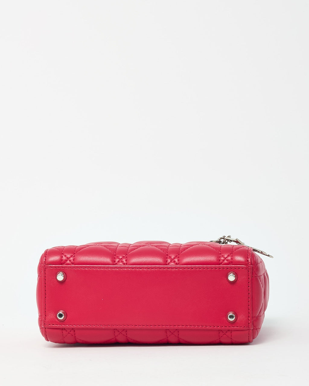 Dior Pinkish Red Cannage Lambskin Leather Mini Lady Dior Bag SHW
