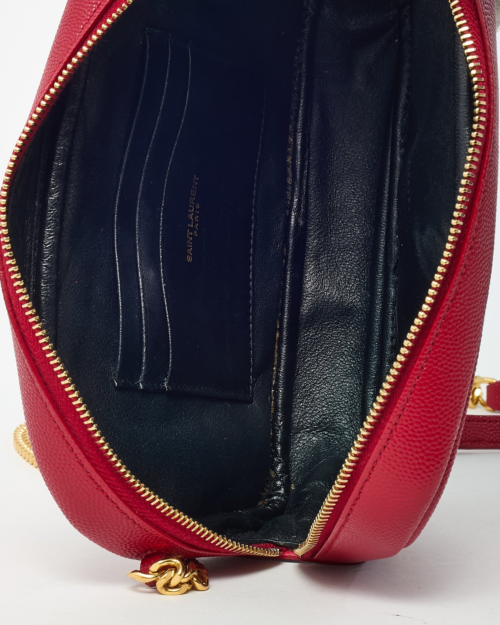 Saint Laurent Red Chevron Grain De Poudre YSL Mini Lou Chain Crossbody Bag GHW