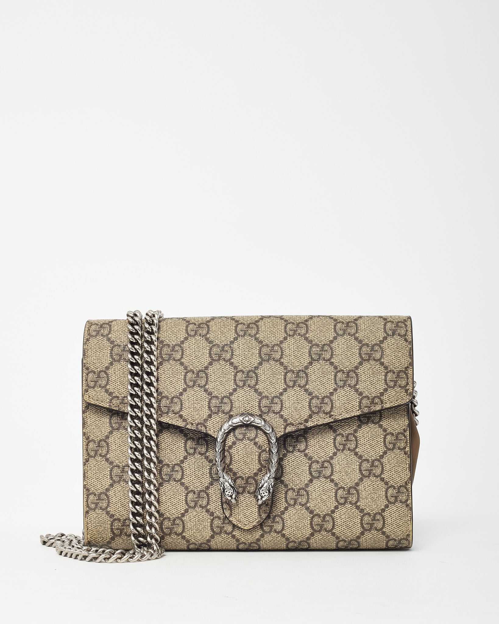 Gucci Beige & Ebony Monogram GG Supreme Canvas Dionysus WOC Crossbody Bag