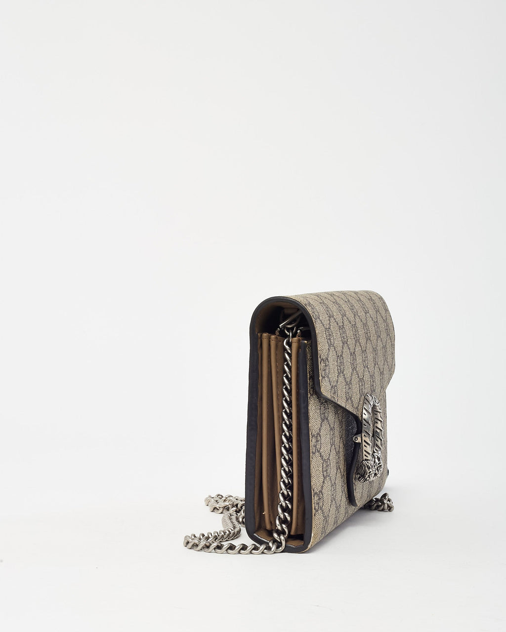 Gucci Beige & Ebony Monogram GG Supreme Canvas Dionysus WOC Crossbody Bag