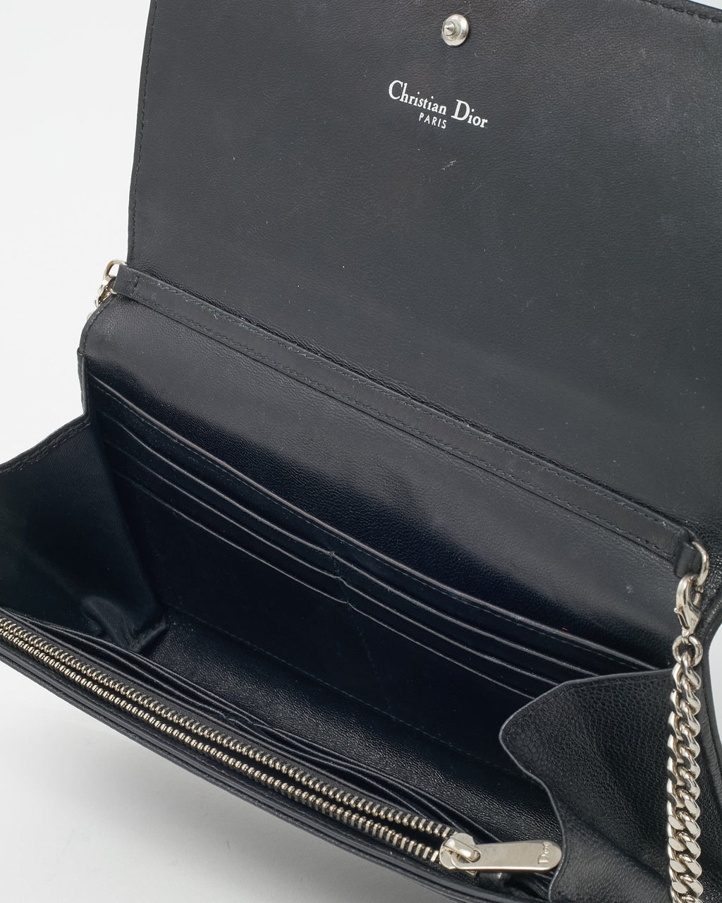 Dior Black Grained Calfskin Diorama Croisiere WOC Wallet on Chain Crossbody Bag