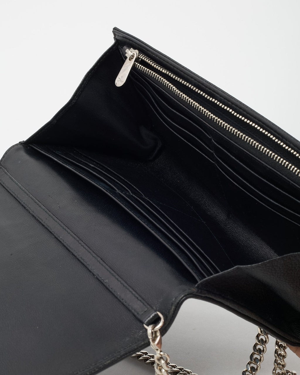 Dior Black Grained Calfskin Diorama Croisiere WOC Wallet on Chain Crossbody Bag
