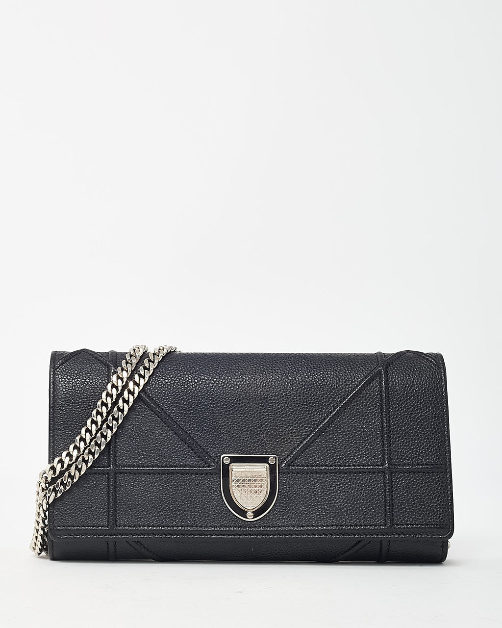 Dior Black Grained Calfskin Diorama Croisiere WOC Wallet on Chain Crossbody Bag