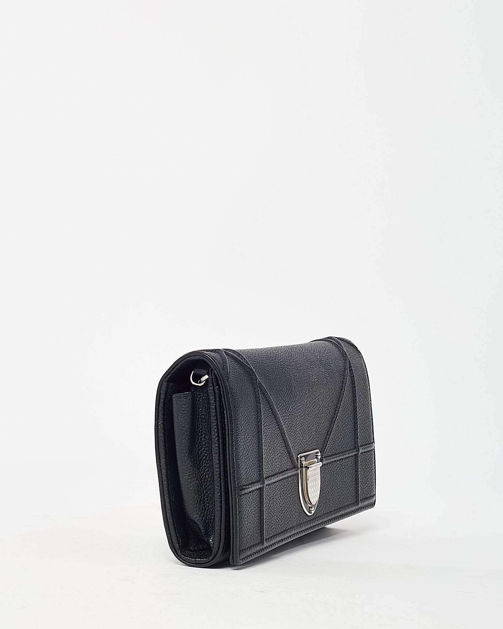 Dior Black Grained Calfskin Diorama Croisiere WOC Wallet on Chain Crossbody Bag