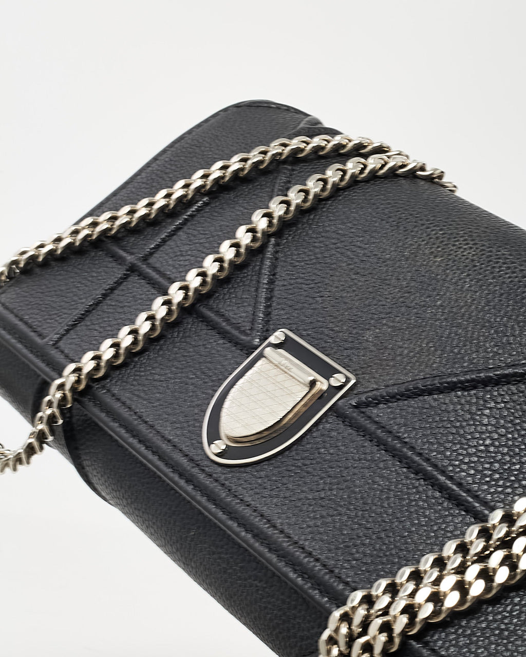 Dior Black Grained Calfskin Diorama Croisiere WOC Wallet on Chain Crossbody Bag
